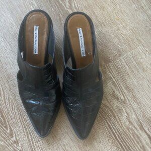 & Other Stories Pointed Toe Mule in Black Croc